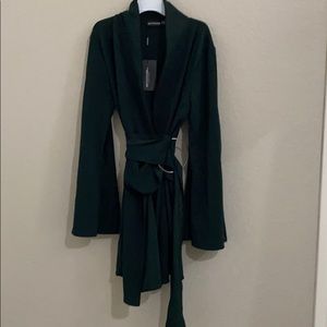 Green body con dress, low plunge